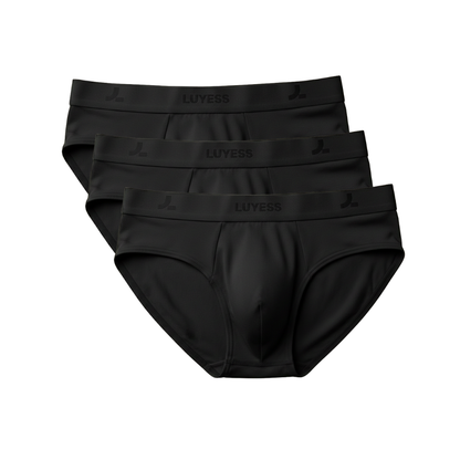 The LUYESS 3-Day Rotation set featuring a mix of black briefs underwear for tropical comfort