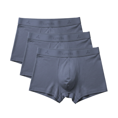 The LUYESS 3-Day Rotation set featuring a mix of grey boxer trunks underwear for tropical comfort