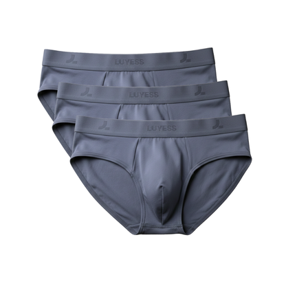 The LUYESS 3-Day Rotation set featuring a mix of grey briefs underwear for tropical comfort