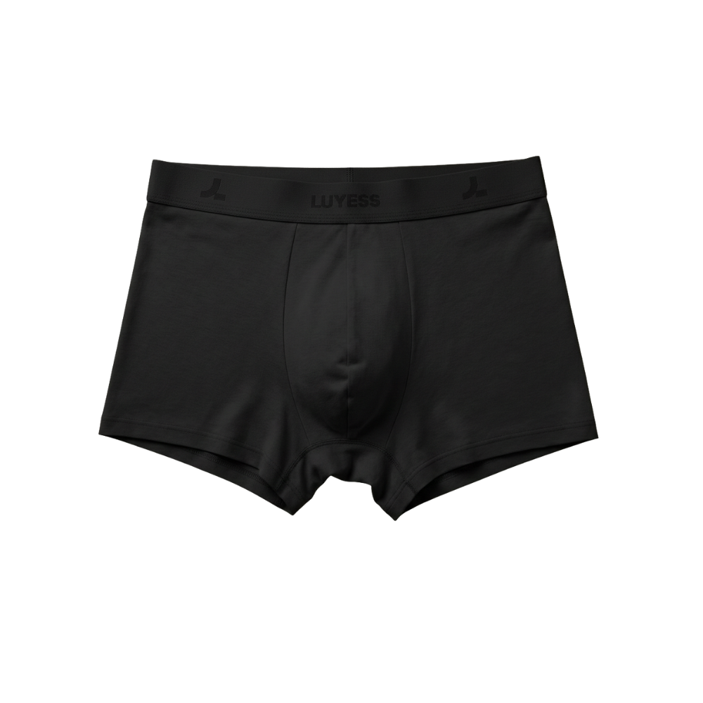 LUYESS black boxer trunk underwear featuring DRYiss™ Anti-Sticky technology to stay dry and fresh in 34°C Malaysian humidity