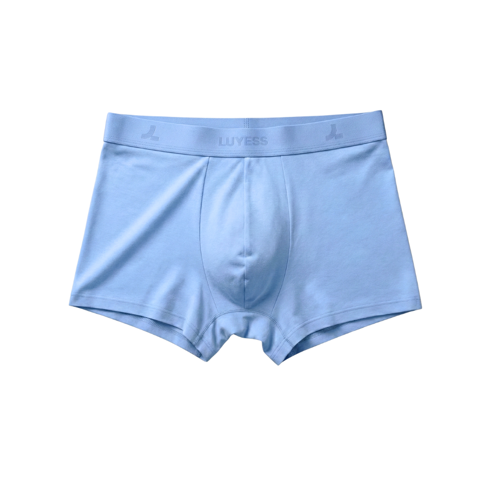 LUYESS blue boxer trunk underwear featuring DRYiss™ Anti-Sticky technology to stay dry and fresh in 34°C Malaysian humidity