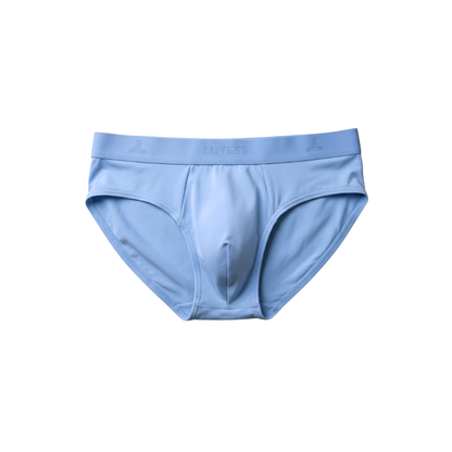 LUYESS blue briefs underwear featuring DRYiss™ Anti-Sticky technology to stay dry and fresh in 34°C Malaysian humidity