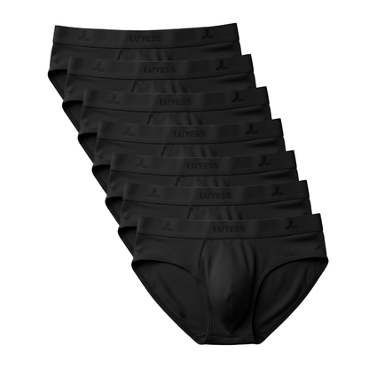 A full 7-piece weekly set of LUYESS black briefs underwear, designed with the DRYiss™ Anti-Sticky Standard for Malaysia's weather