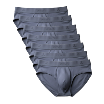 A full 7-piece weekly set of LUYESS grey briefs underwear, designed with the DRYiss™ Anti-Sticky Standard for Malaysia's weather